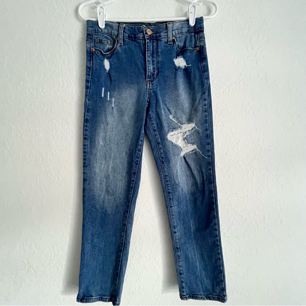 Jordache Girls High Rise Denim Jeans Destruction Detail Size 14